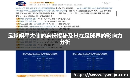 足球明星大使的身份揭秘及其在足球界的影响力分析